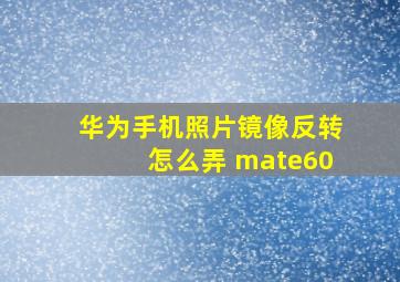 华为手机照片镜像反转怎么弄 mate60